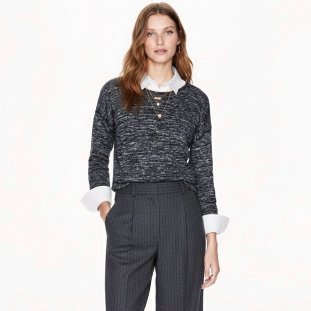 J. Crew Jaspe Wool Blend Sweater Tunic Marled Charcoal Gray Size XS